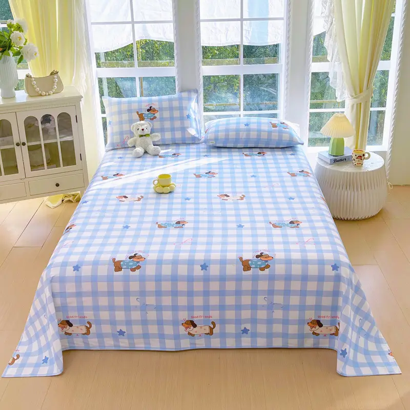 All-Cotton Coarse Cloth Fitted Sheet, Thickened Pure Cotton Single Bed Sheet, Pillowcase, Single Piece - Shrinkage May Occur - Recommended to Order a Larger Size