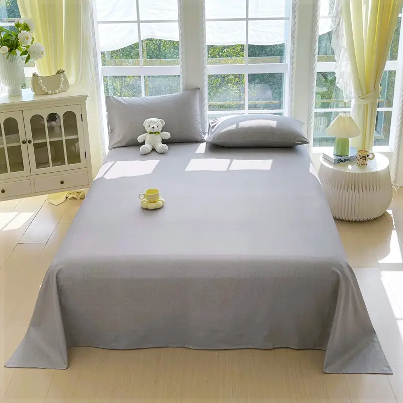 All-Cotton Coarse Cloth Fitted Sheet, Thickened Pure Cotton Single Bed Sheet, Pillowcase, Single Piece - Shrinkage May Occur - Recommended to Order a Larger Size