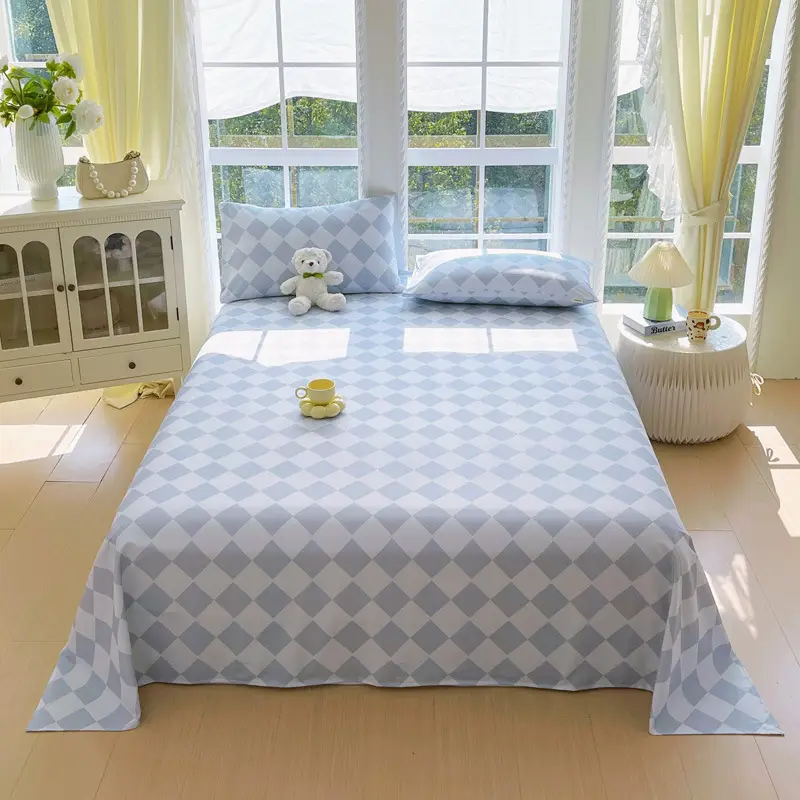 All-Cotton Coarse Cloth Fitted Sheet, Thickened Pure Cotton Single Bed Sheet, Pillowcase, Single Piece - Shrinkage May Occur - Recommended to Order a Larger Size