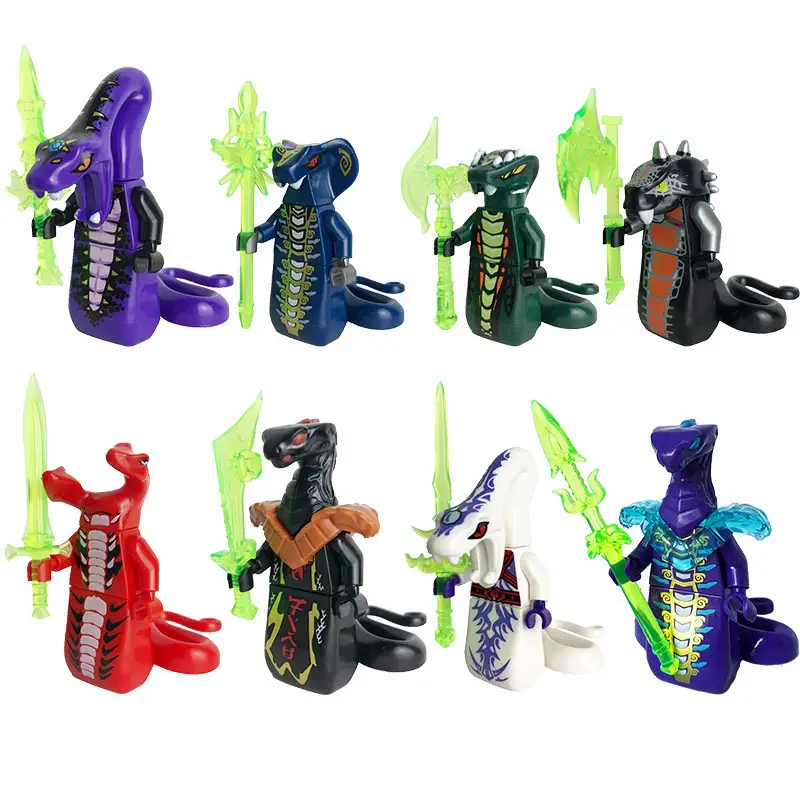 Compatible with Lego Cross-Border Platforms, the Flame Ice King Snake Monster Ninja Set Building Block Figures Are Self-Produced and Exclusively for Foreign Trade Toys