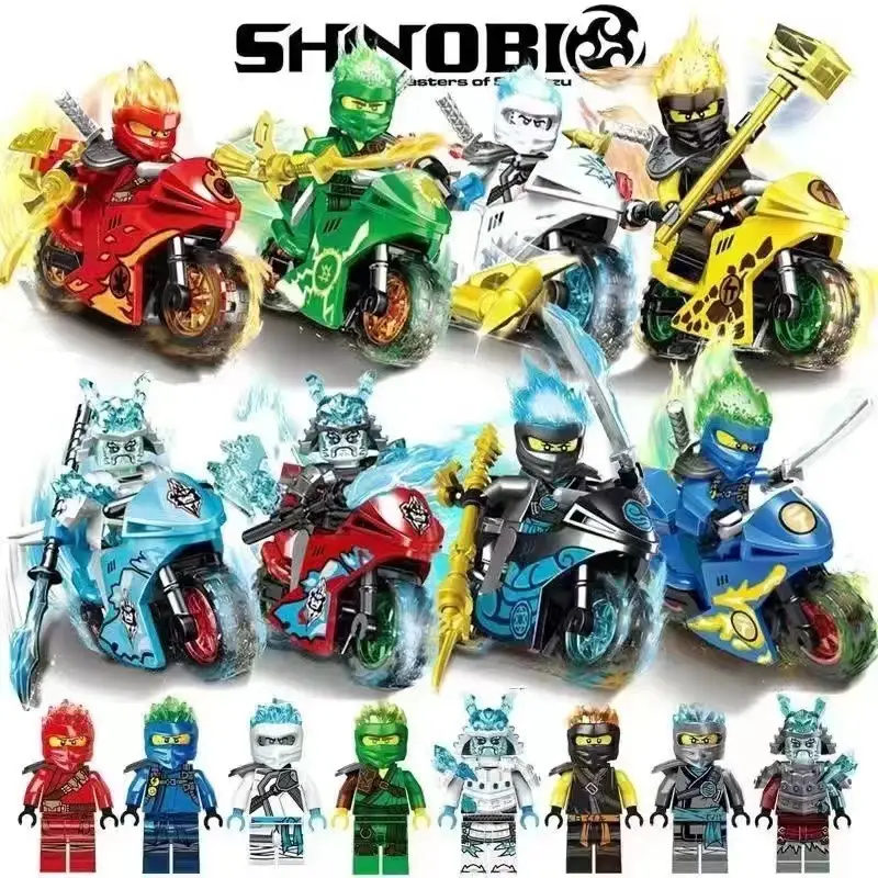 Compatible with Lego Cross-Border Platforms, the Flame Ice King Snake Monster Ninja Set Building Block Figures Are Self-Produced and Exclusively for Foreign Trade Toys