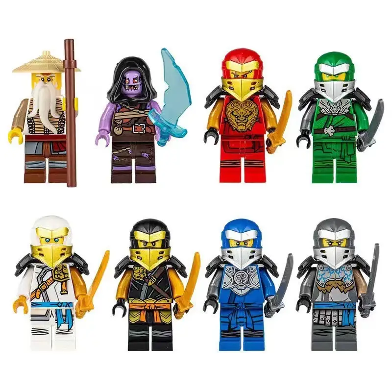 Compatible with Lego Cross-Border Platforms, the Flame Ice King Snake Monster Ninja Set Building Block Figures Are Self-Produced and Exclusively for Foreign Trade Toys