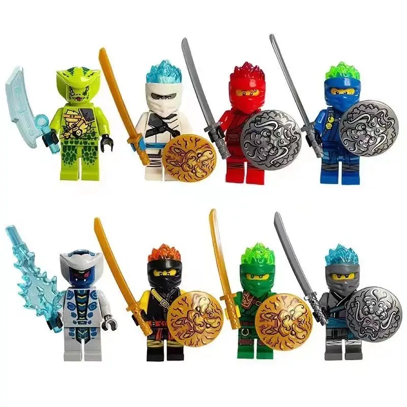 Compatible with Lego Cross-Border Platforms, the Flame Ice King Snake Monster Ninja Set Building Block Figures Are Self-Produced and Exclusively for Foreign Trade Toys