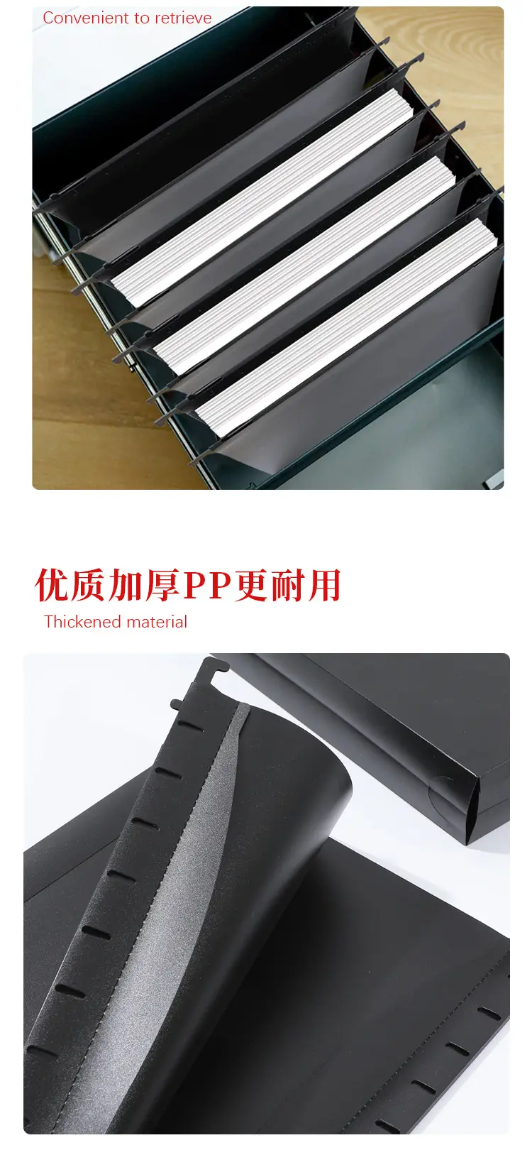 Double-Sided Reinforced Hanging File Folder with Side Expansion for Office Contracts and Documents, Pp Waterproof Document Bag — feature 4