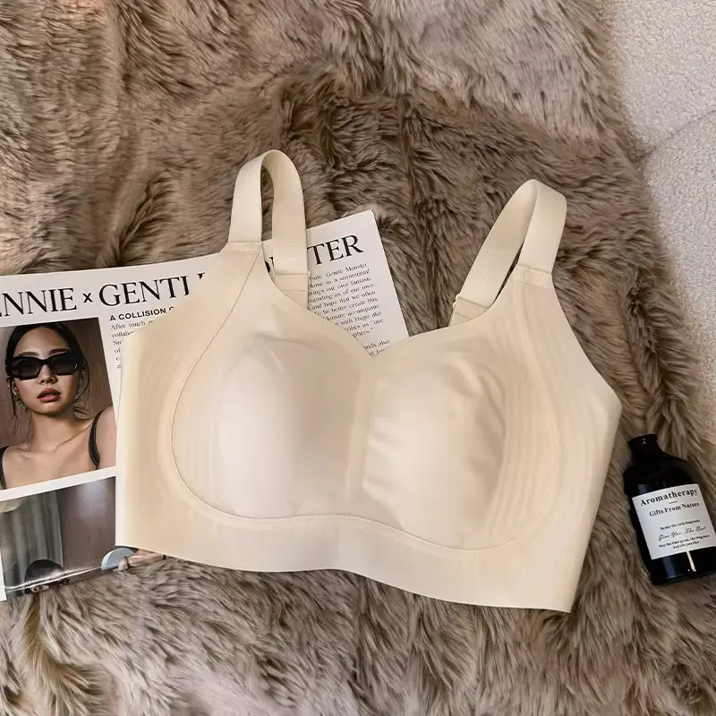 Ultra-Thin Seamless Invisible Foundation Liquid Rabbit Ear Cup Bra for Women with Large Busts, Minimizing Side Breasts, Anti-Sagging, Full Cup Bra