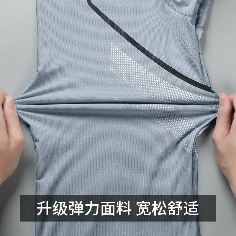 Sports Suit Men's Ice Silk Quick-Drying Clothing Fitness T-Shirt Running Short-Sleeved Shorts Training Clothes Foreign Trade Cross-Border Wholesale — feature 10