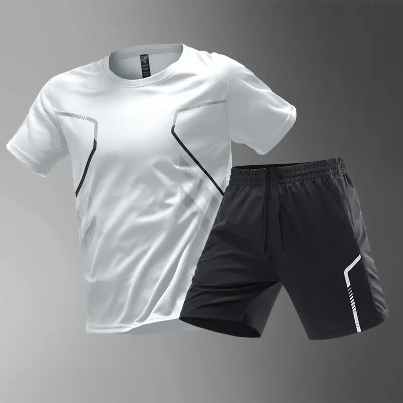 Sports Suit Men's Ice Silk Quick-Drying Clothing Fitness T-Shirt Running Short-Sleeved Shorts Training Clothes Foreign Trade Cross-Border Wholesale — feature 16