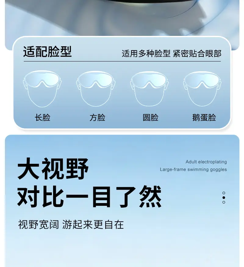 New Style Swimming Goggles for Adults, Men and Women, High-Definition Waterproof, Anti-Fog, Flat-Lens, High-Definition, Large-Frame Swimming Goggles, Goggles — feature 8