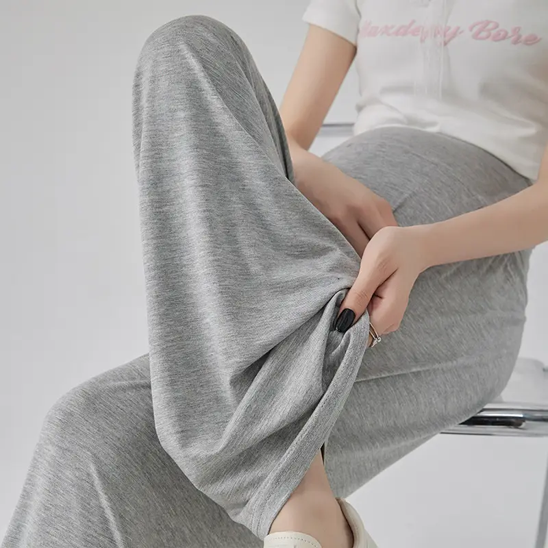 Thin Cool Maternity Pants 2026 Summer Ice Silk Modal Outerwear Non-Belly-Support Wide-Leg Pants Long Pants