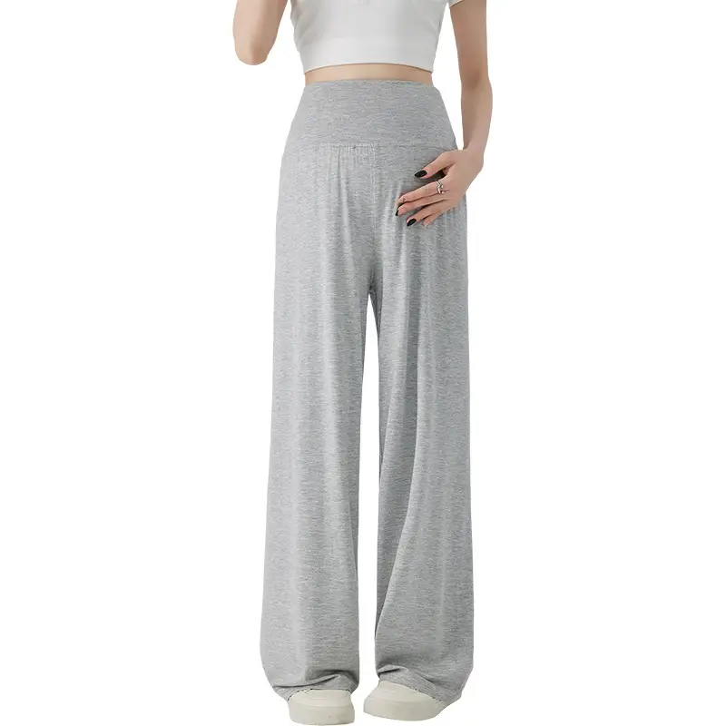 Thin Cool Maternity Pants 2026 Summer Ice Silk Modal Outerwear Non-Belly-Support Wide-Leg Pants Long Pants