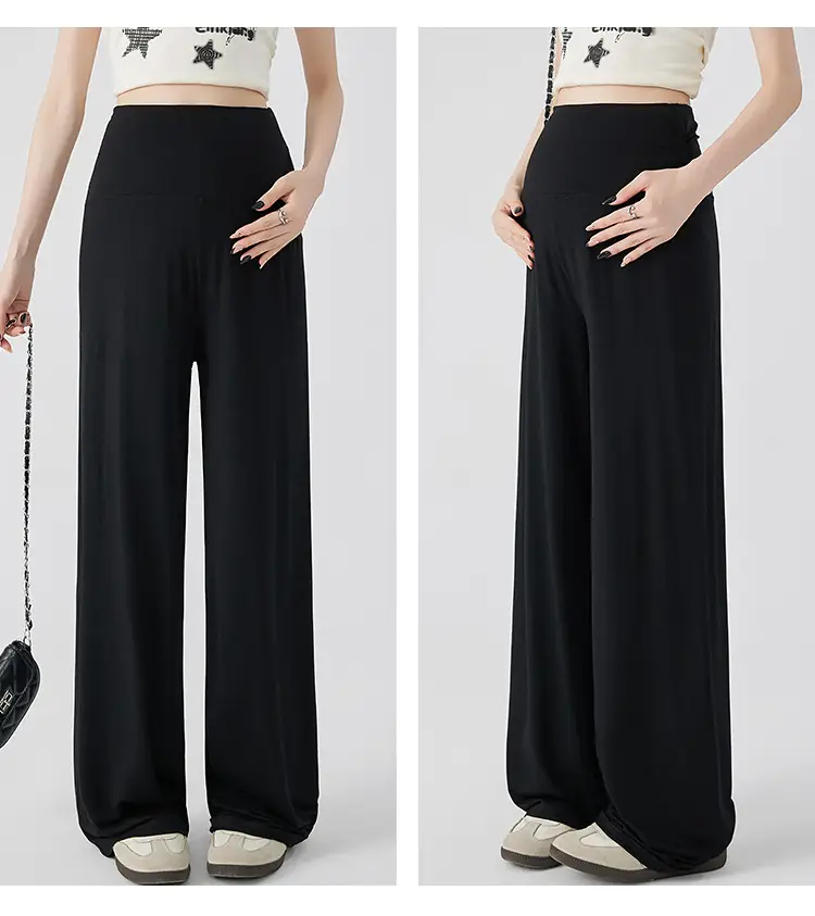Thin Cool Maternity Pants 2026 Summer Ice Silk Modal Outerwear Non-Belly-Support Wide-Leg Pants Long Pants — feature 16