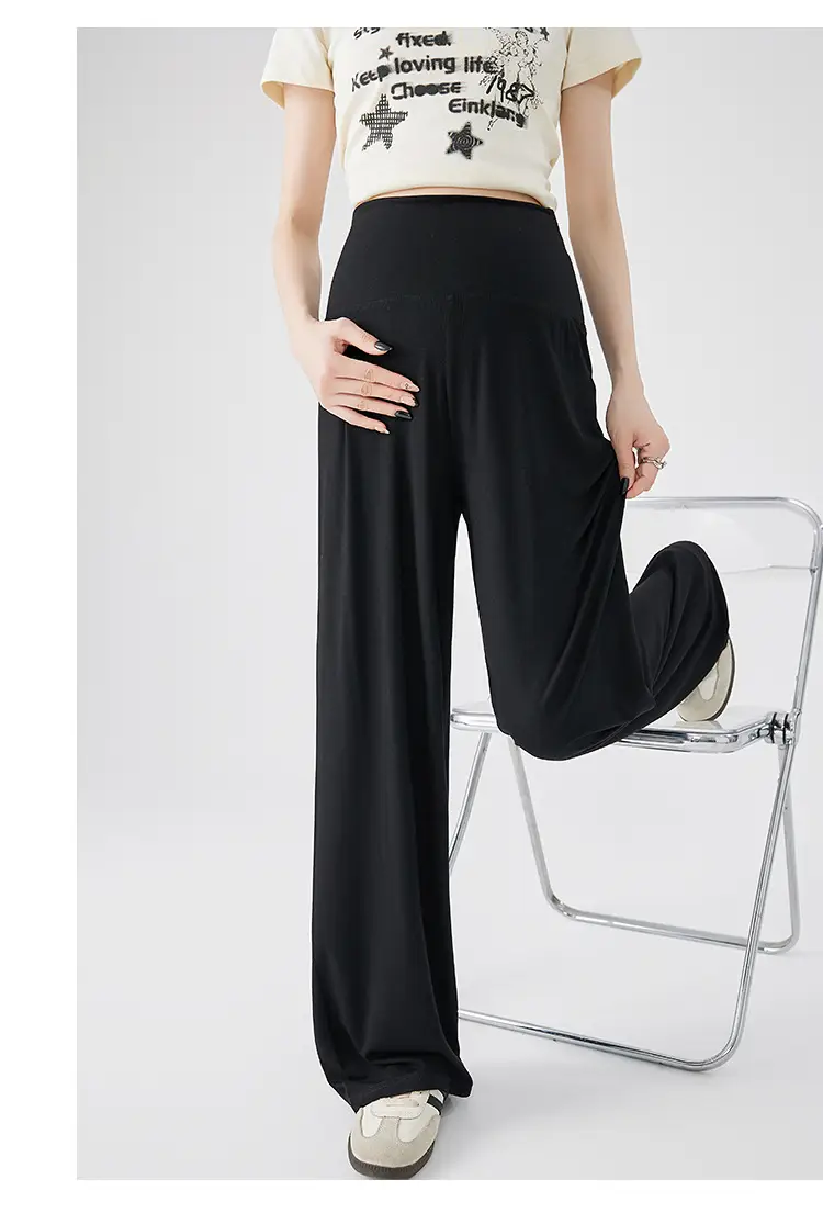 Thin Cool Maternity Pants 2026 Summer Ice Silk Modal Outerwear Non-Belly-Support Wide-Leg Pants Long Pants — feature 18