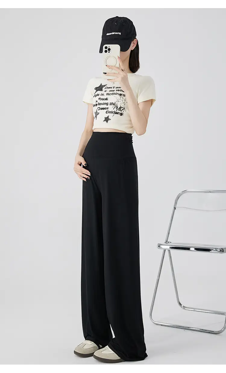Thin Cool Maternity Pants 2026 Summer Ice Silk Modal Outerwear Non-Belly-Support Wide-Leg Pants Long Pants — feature 19