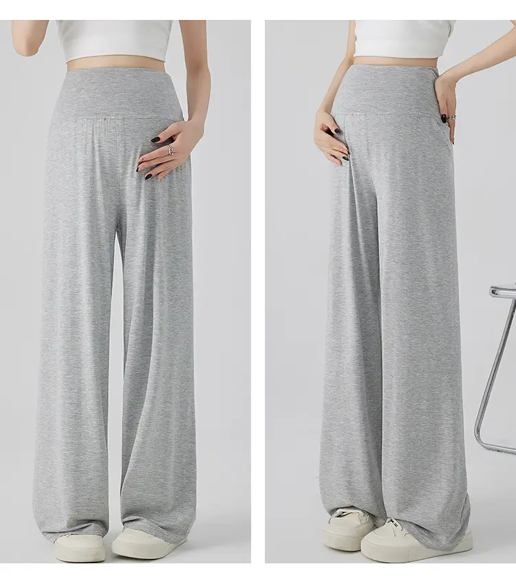 Thin Cool Maternity Pants 2026 Summer Ice Silk Modal Outerwear Non-Belly-Support Wide-Leg Pants Long Pants — feature 24
