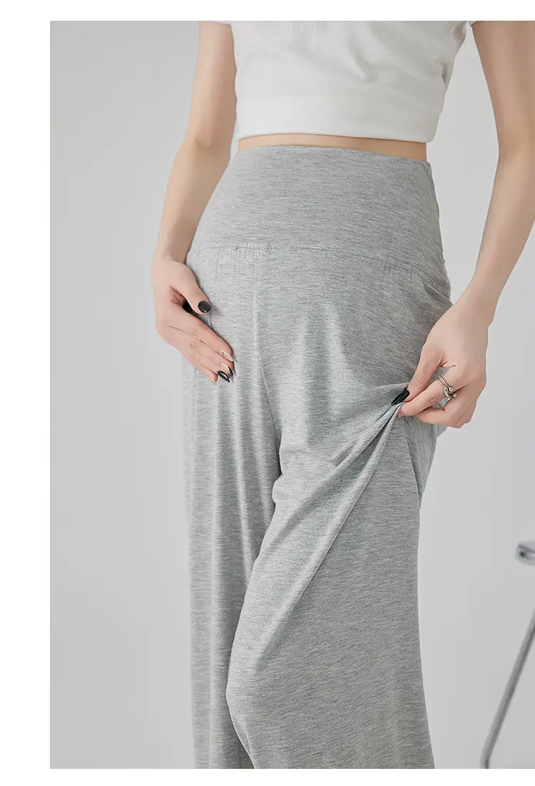 Thin Cool Maternity Pants 2026 Summer Ice Silk Modal Outerwear Non-Belly-Support Wide-Leg Pants Long Pants — feature 26