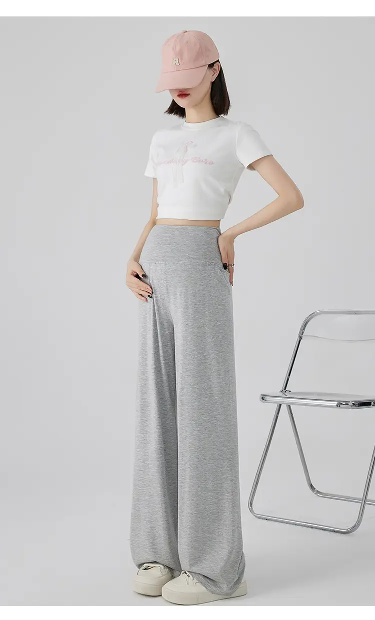 Thin Cool Maternity Pants 2026 Summer Ice Silk Modal Outerwear Non-Belly-Support Wide-Leg Pants Long Pants — feature 27