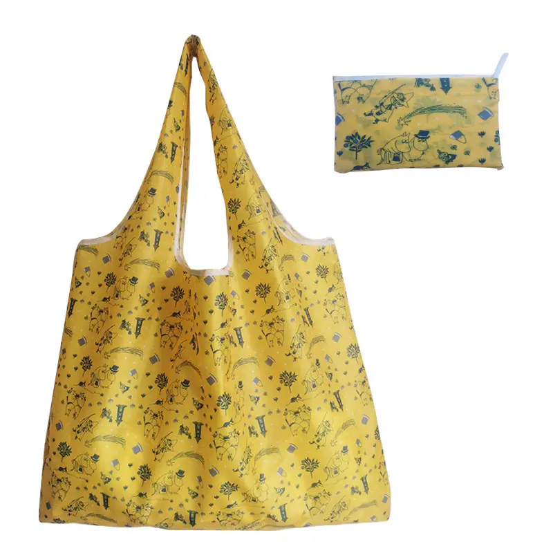 Large Drawstring Tote Bag Turquoise Orange Eco-Friendly