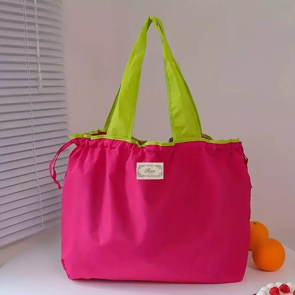 Large Drawstring Tote Bag Turquoise Orange Eco-Friendly