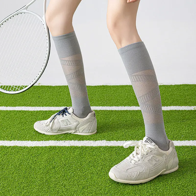 Professional Sports Compression Calf Socks for Women, Summer Thin Style, Tennis Socks, Badminton, Fitness, Running, Jump Rope, Yoga Long Socks