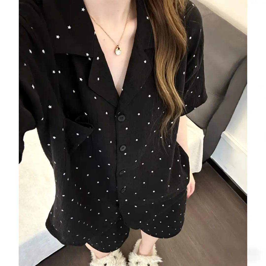 2026 New Style Women's Pajamas Spring and Summer Short-Sleeve Set Korean Style High-End Cross-Border Loungewear Factory Wholesale