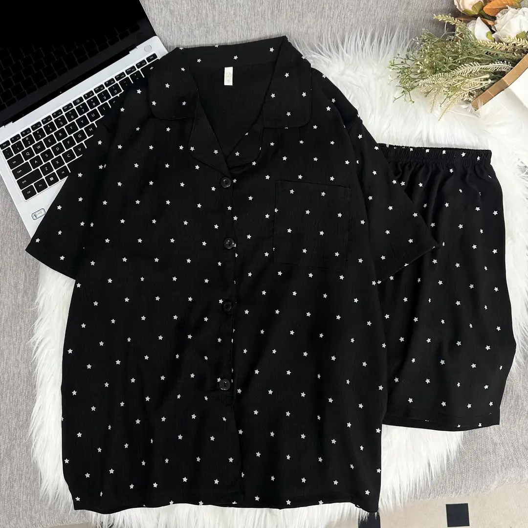 2026 New Style Women's Pajamas Spring and Summer Short-Sleeve Set Korean Style High-End Cross-Border Loungewear Factory Wholesale — feature 3