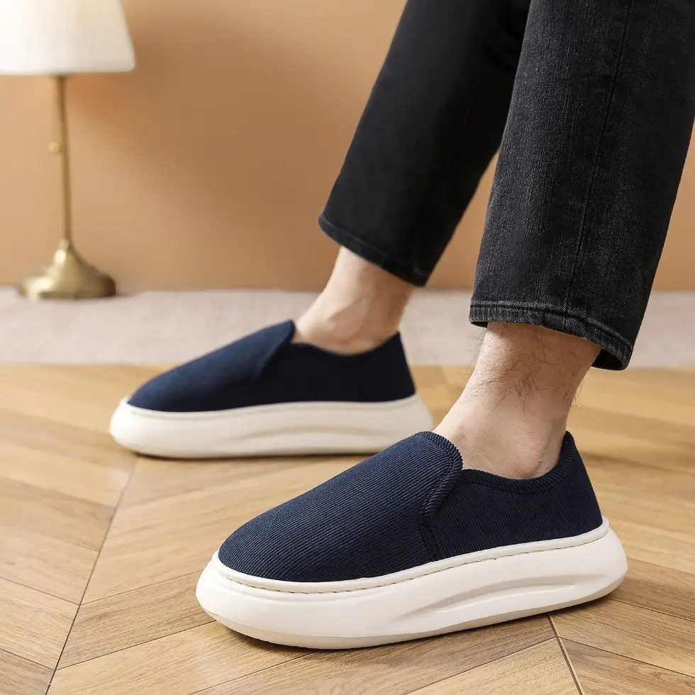 Casual Style Thick-Soled Cloth Shoes for Men and Women, Breathable Slip-On Black Lazy Shoes, Comfortable, Non-Slip, Sweat-Absorbent, Hemp-Soled, Spring and Autumn Style