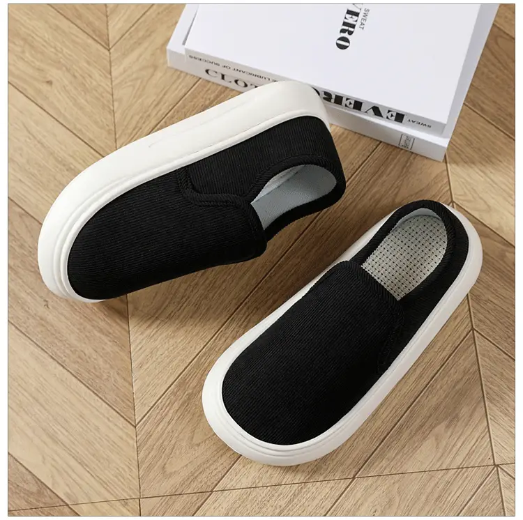 Casual Style Thick-Soled Cloth Shoes for Men and Women, Breathable Slip-On Black Lazy Shoes, Comfortable, Non-Slip, Sweat-Absorbent, Hemp-Soled, Spring and Autumn Style — feature 13