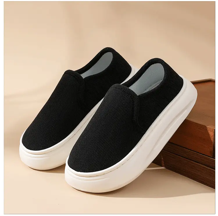 Casual Style Thick-Soled Cloth Shoes for Men and Women, Breathable Slip-On Black Lazy Shoes, Comfortable, Non-Slip, Sweat-Absorbent, Hemp-Soled, Spring and Autumn Style — feature 14