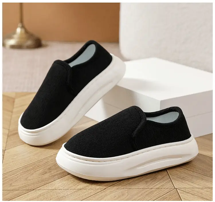 Casual Style Thick-Soled Cloth Shoes for Men and Women, Breathable Slip-On Black Lazy Shoes, Comfortable, Non-Slip, Sweat-Absorbent, Hemp-Soled, Spring and Autumn Style — feature 17