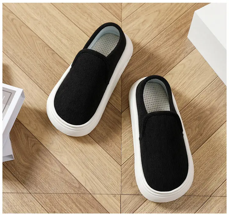 Casual Style Thick-Soled Cloth Shoes for Men and Women, Breathable Slip-On Black Lazy Shoes, Comfortable, Non-Slip, Sweat-Absorbent, Hemp-Soled, Spring and Autumn Style — feature 18