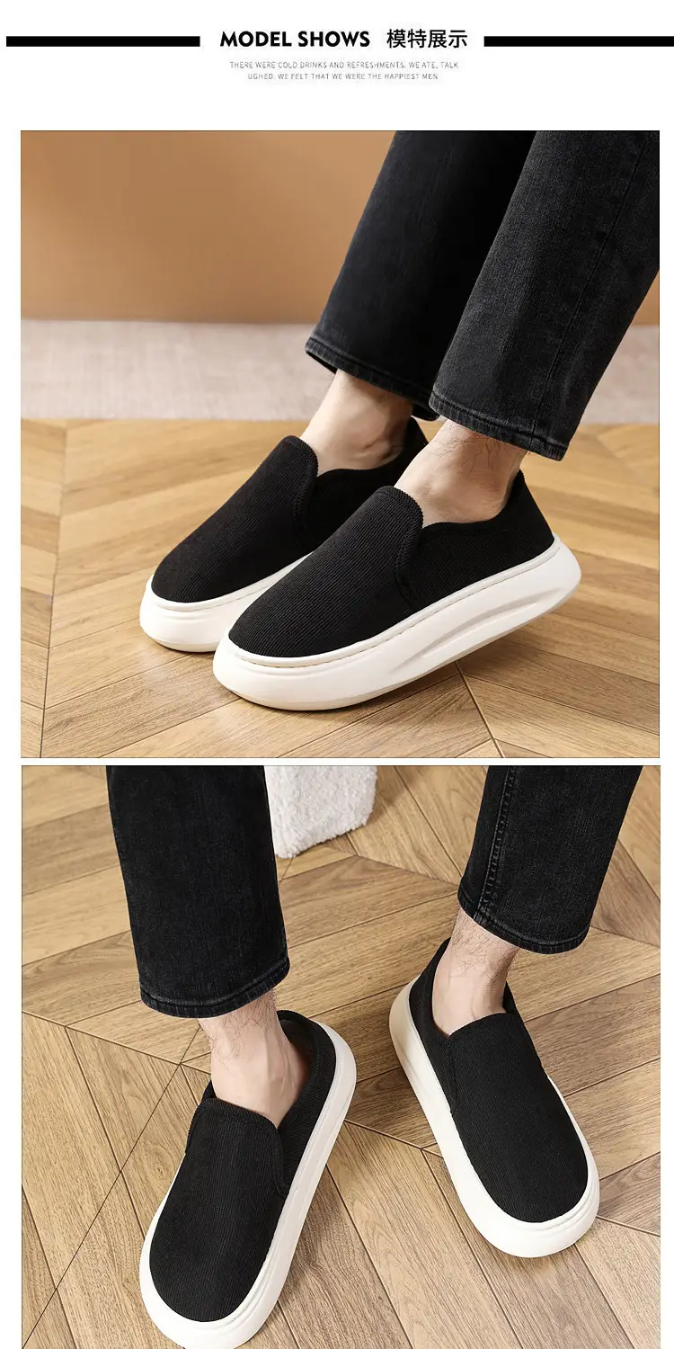 Casual Style Thick-Soled Cloth Shoes for Men and Women, Breathable Slip-On Black Lazy Shoes, Comfortable, Non-Slip, Sweat-Absorbent, Hemp-Soled, Spring and Autumn Style — feature 31
