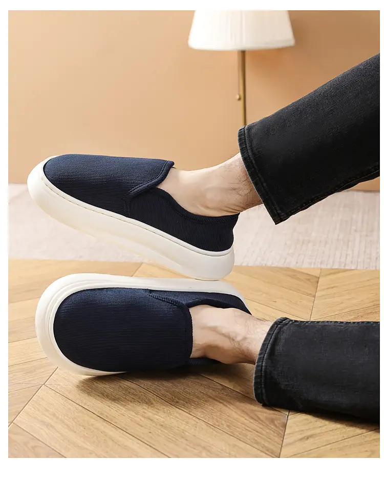 Casual Style Thick-Soled Cloth Shoes for Men and Women, Breathable Slip-On Black Lazy Shoes, Comfortable, Non-Slip, Sweat-Absorbent, Hemp-Soled, Spring and Autumn Style — feature 38