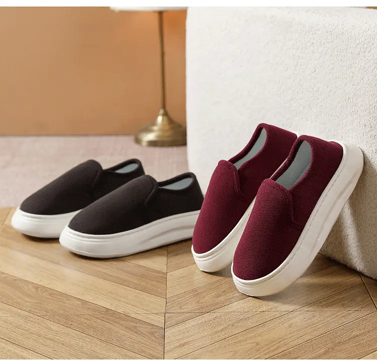 Casual Style Thick-Soled Cloth Shoes for Men and Women, Breathable Slip-On Black Lazy Shoes, Comfortable, Non-Slip, Sweat-Absorbent, Hemp-Soled, Spring and Autumn Style — feature 4