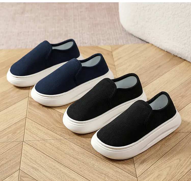 Casual Style Thick-Soled Cloth Shoes for Men and Women, Breathable Slip-On Black Lazy Shoes, Comfortable, Non-Slip, Sweat-Absorbent, Hemp-Soled, Spring and Autumn Style — feature 5