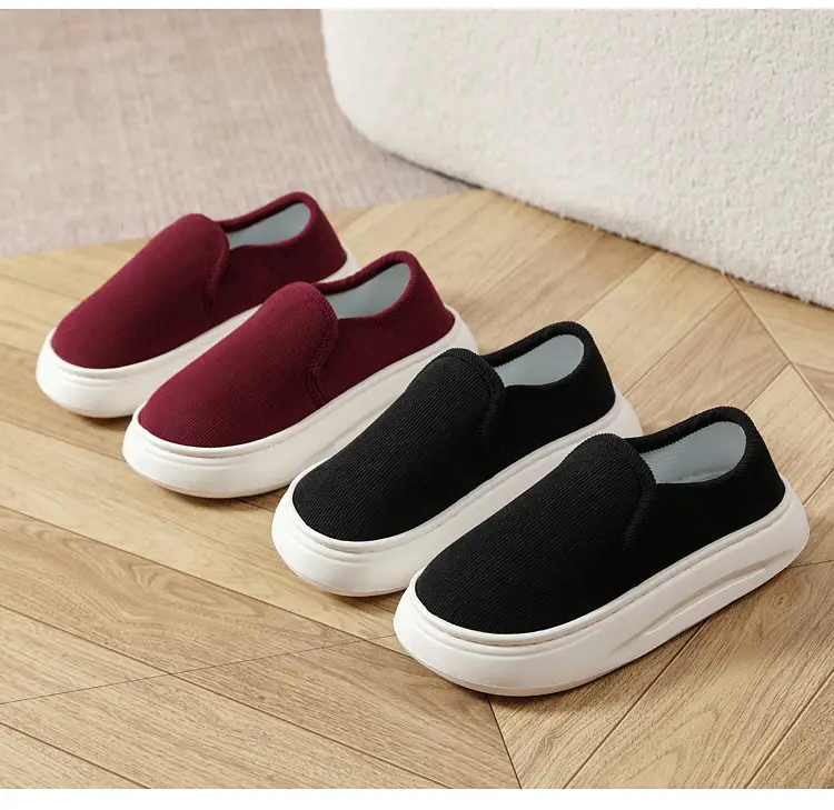 Casual Style Thick-Soled Cloth Shoes for Men and Women, Breathable Slip-On Black Lazy Shoes, Comfortable, Non-Slip, Sweat-Absorbent, Hemp-Soled, Spring and Autumn Style — feature 6