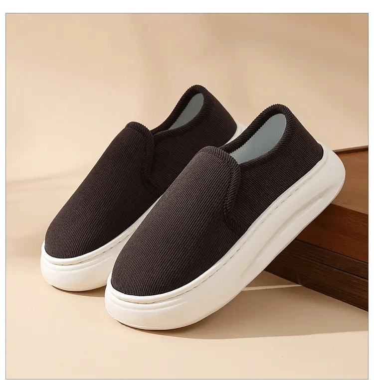 Casual Style Thick-Soled Cloth Shoes for Men and Women, Breathable Slip-On Black Lazy Shoes, Comfortable, Non-Slip, Sweat-Absorbent, Hemp-Soled, Spring and Autumn Style — feature 9