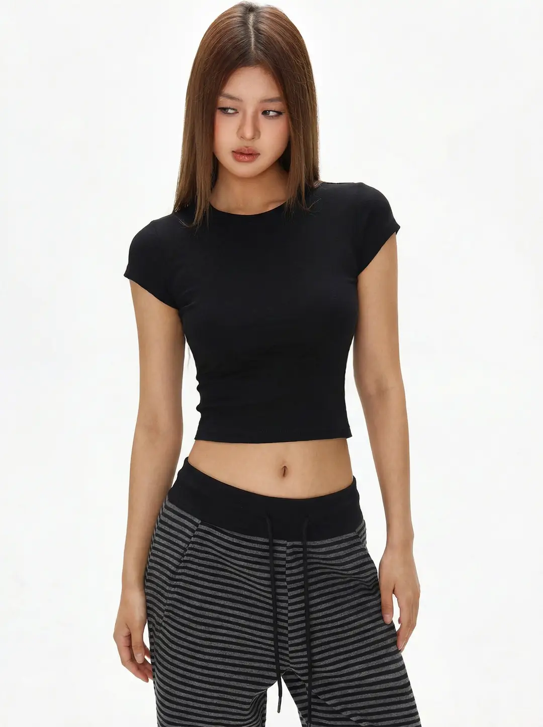 Hot Girl Slim-Fit Crop Top Short-Sleeve T-Shirt for Women, Summer American Style, Regular Shoulder, Round Neck, Short Top — feature 7