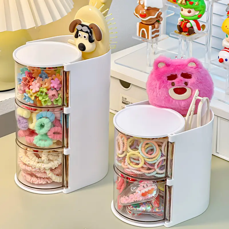 Children's Hair Accessories Storage Box Dopamine Baby Hair Clips Hairbands Elastic Bands Organizer Cute Desktop Jewelry Box for Little Girls
