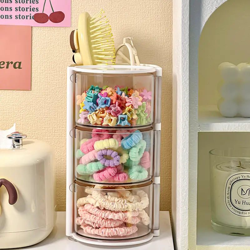 Children's Hair Accessories Storage Box Dopamine Baby Hair Clips Hairbands Elastic Bands Organizer Cute Desktop Jewelry Box for Little Girls