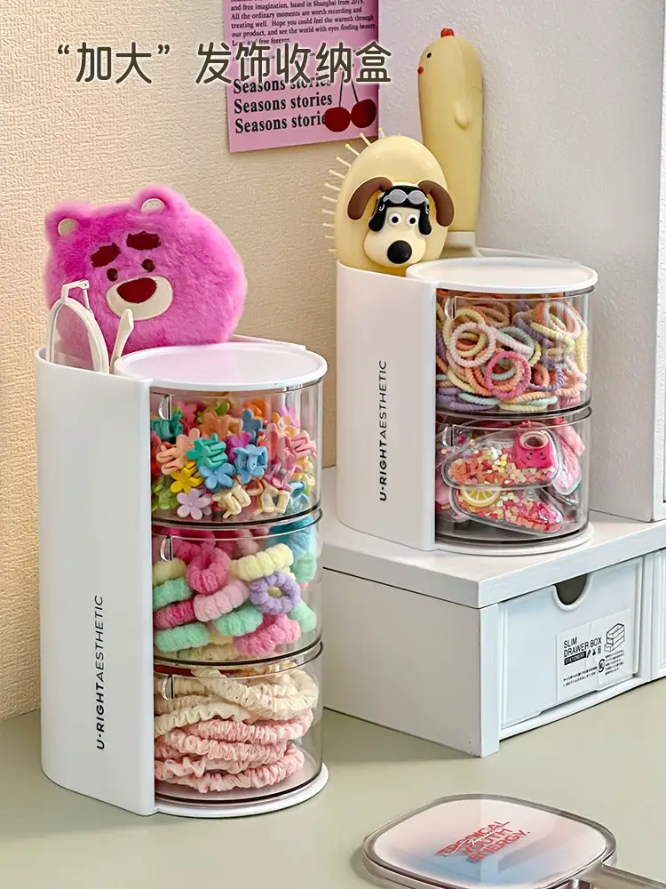 Children's Hair Accessories Storage Box Dopamine Baby Hair Clips Hairbands Elastic Bands Organizer Cute Desktop Jewelry Box for Little Girls — feature 1