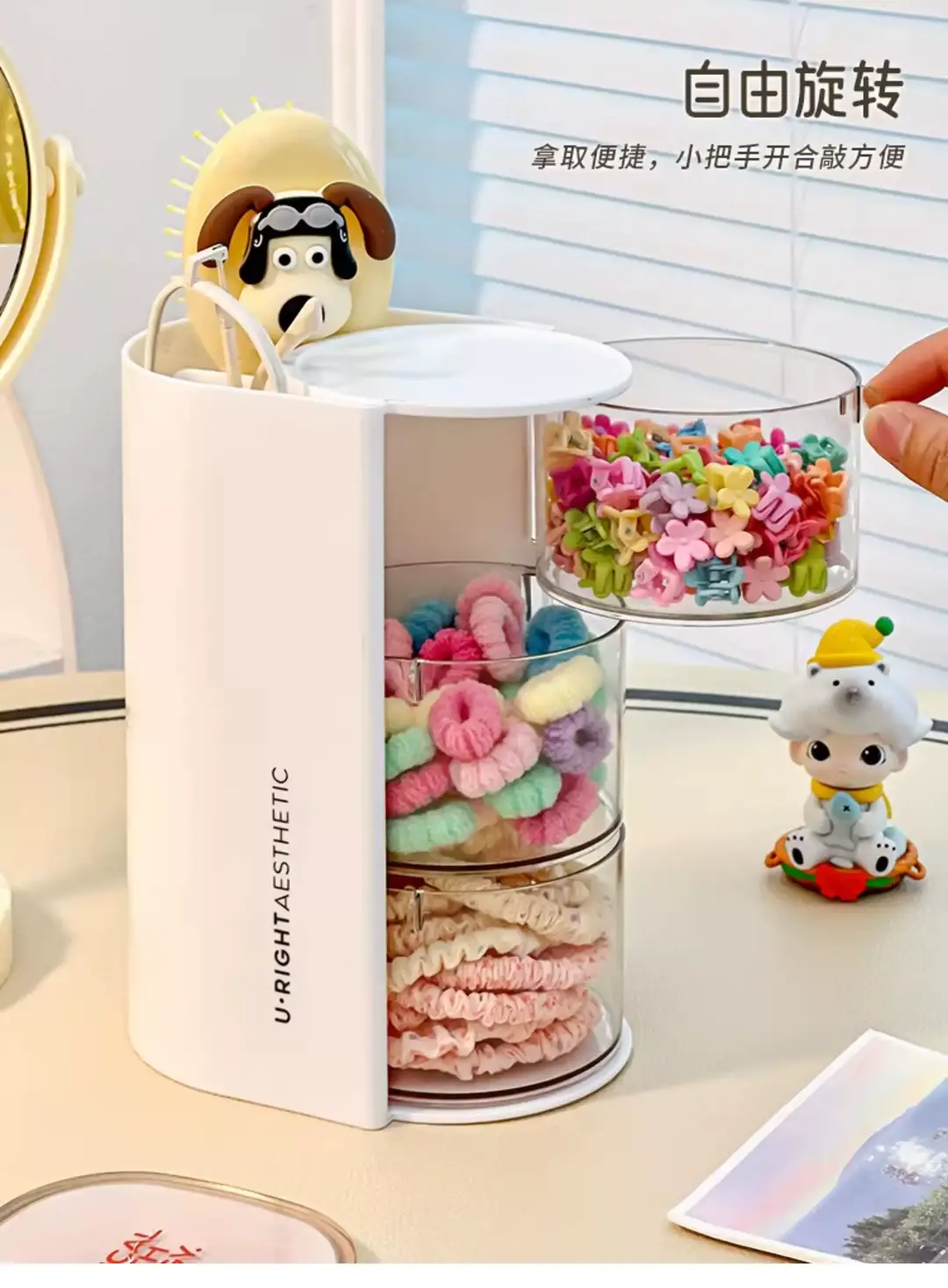 Children's Hair Accessories Storage Box Dopamine Baby Hair Clips Hairbands Elastic Bands Organizer Cute Desktop Jewelry Box for Little Girls — feature 3