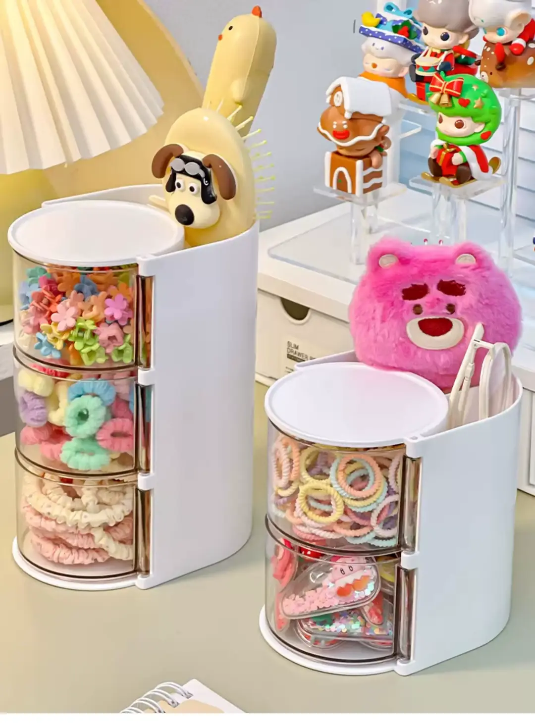 Children's Hair Accessories Storage Box Dopamine Baby Hair Clips Hairbands Elastic Bands Organizer Cute Desktop Jewelry Box for Little Girls — feature 7