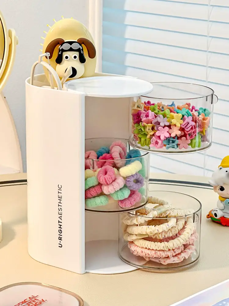 Children's Hair Accessories Storage Box Dopamine Baby Hair Clips Hairbands Elastic Bands Organizer Cute Desktop Jewelry Box for Little Girls — feature 9