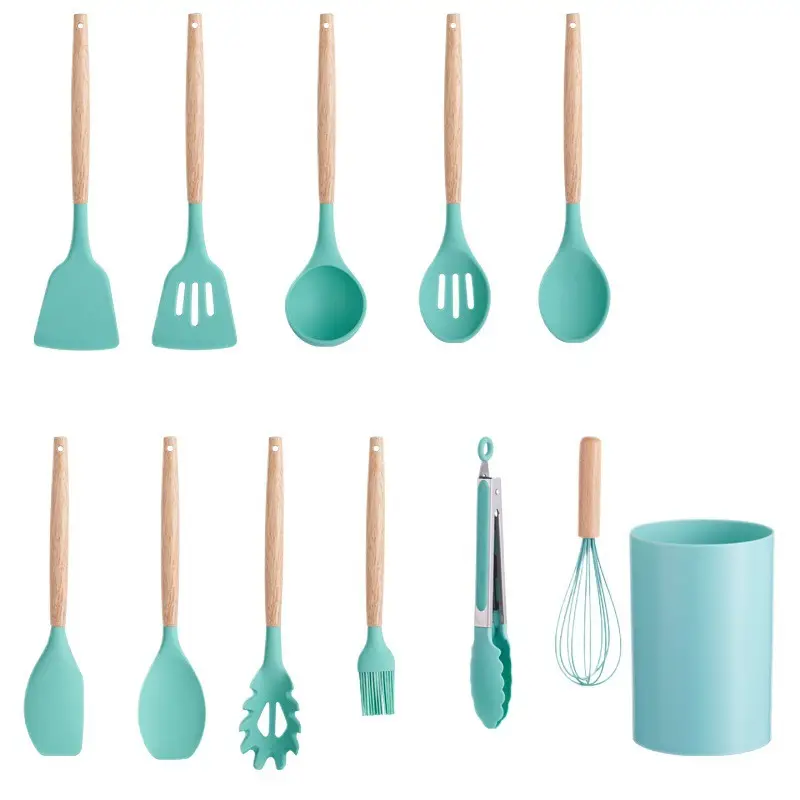 Silicone Spatula and Soup Spoon 12-Piece Set, Non-Stick Silicone Spatula, High Temperature Resistant Silicone Kitchen Utensil Set, Wholesale in Stock