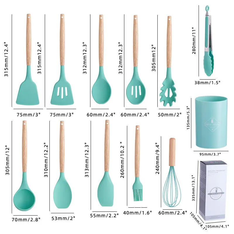 Silicone Spatula and Soup Spoon 12-Piece Set, Non-Stick Silicone Spatula, High Temperature Resistant Silicone Kitchen Utensil Set, Wholesale in Stock — feature 6