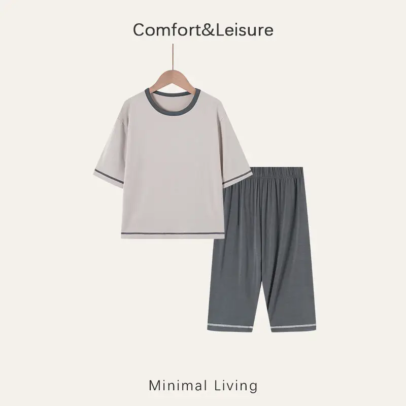 Children's Home Wear Pajama Set with Three-Quarter Sleeves, Air-Conditioned Clothing for Babies, Boys and Girls, New Pajama Set for Older Children — feature 6