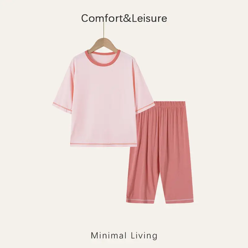 Children's Home Wear Pajama Set with Three-Quarter Sleeves, Air-Conditioned Clothing for Babies, Boys and Girls, New Pajama Set for Older Children - Image 5