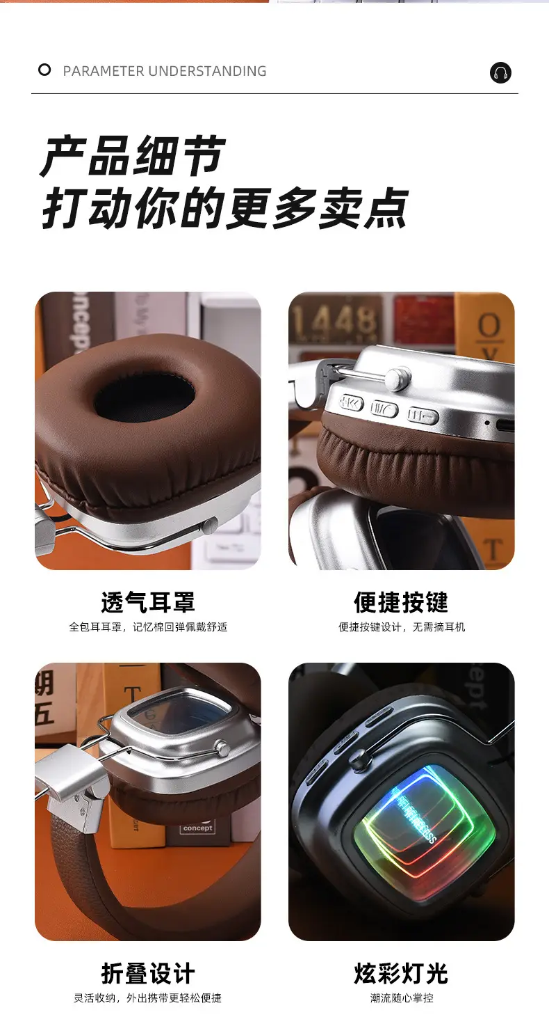 Cross-Border New Product Foreign Trade Hot-Selling Wireless Sports Head-Mounted Bluetooth Retro 5.0 Mobile Phone Music Heavy Bass Headphones — feature 10