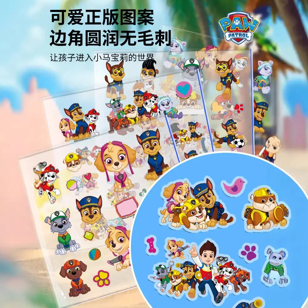 Paw Patrol Stickers for Children, Boys and Girls, Transparent Journal Stickers, Decorative Cartoon Stickers, Baby Adhesive Toys