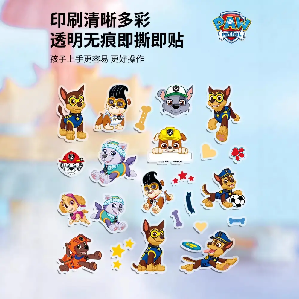 Paw Patrol Stickers for Children, Boys and Girls, Transparent Journal Stickers, Decorative Cartoon Stickers, Baby Adhesive Toys